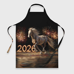 Фартук кулинарный 2026 Лошадь на фоне салюта, цвет: 3D-принт
