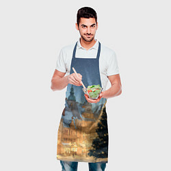 Фартук кулинарный Новый год в старом городе, цвет: 3D-принт — фото 2