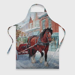 Фартук кулинарный Лошадка с новогодней повозкой, цвет: 3D-принт