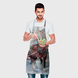 Фартук кулинарный Лошадка с новогодней повозкой, цвет: 3D-принт — фото 2