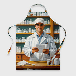 Фартук кулинарный Фармацевт у аптечных полок, цвет: 3D-принт