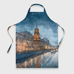 Фартук кулинарный Санкт-Петербург зимний город, цвет: 3D-принт