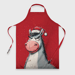Фартук кулинарный Недовольная новогодняя лошадь, цвет: 3D-принт