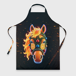 Фартук кулинарный Новогодняя мандариновая лошадь, цвет: 3D-принт