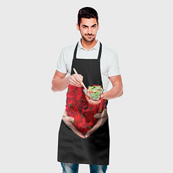 Фартук кулинарный Сердце роз в руках, цвет: 3D-принт — фото 2