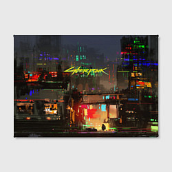 Холст прямоугольный Cyberpunk 2077: Night City цвета 3D-принт — фото 2