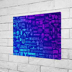 Холст прямоугольный Неоновые геймерские лого, цвет: 3D-принт — фото 2