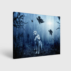 Холст прямоугольный Волки в тёмном лесу, цвет: 3D-принт