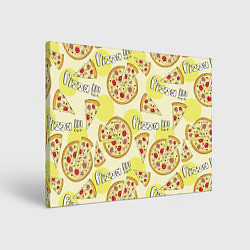 Холст прямоугольный Узор - Пицца на желтом, цвет: 3D-принт