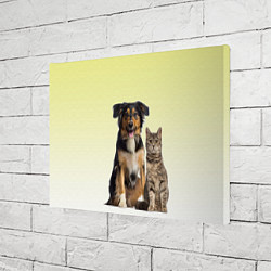 Холст прямоугольный Кошка и собака друзья, цвет: 3D-принт — фото 2