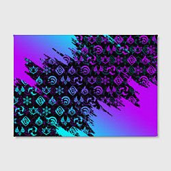 Холст прямоугольный GENSHIN NEON PATTERN SYMBOL НЕОН ЭМБЛЕМЫ, цвет: 3D-принт — фото 2