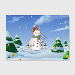 Холст прямоугольный Веселый Снеговичок, цвет: 3D-принт — фото 2
