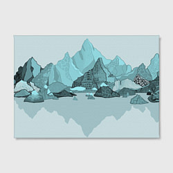 Холст прямоугольный Голубой горный пейзаж с темно-серыми тенями, цвет: 3D-принт — фото 2