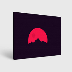 Холст прямоугольный Красная луна над сумеречными горами, цвет: 3D-принт