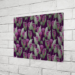 Холст прямоугольный Фиолетовые каллы на темно фиолетовом фоне, цвет: 3D-принт — фото 2