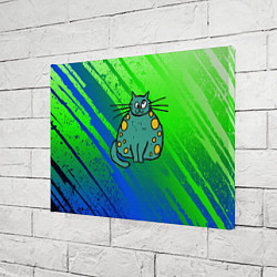Холст прямоугольный Прикольный зеленый кот, цвет: 3D-принт — фото 2