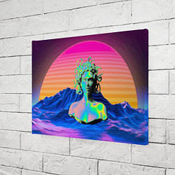 Холст прямоугольный Gorgon Medusa Vaporwave Neon Mountains, цвет: 3D-принт — фото 2