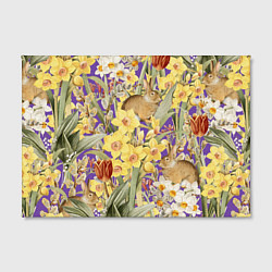 Холст прямоугольный Цветы Нарциссы и Зайцы, цвет: 3D-принт — фото 2