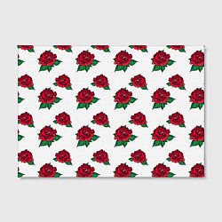 Холст прямоугольный Цветы Красные Розы На Белом Фоне, цвет: 3D-принт — фото 2