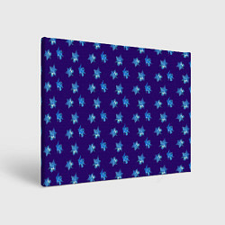 Холст прямоугольный Цветы Фиолето-Белые Гибискус На Синем Фоне, цвет: 3D-принт