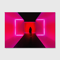Холст прямоугольный Неоновый коридор и человек - Розовый, цвет: 3D-принт — фото 2