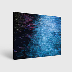 Холст прямоугольный Неоновые волны на воде - Синий, цвет: 3D-принт
