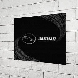 Холст прямоугольный Jaguar Speed на темном фоне со следами шин, цвет: 3D-принт — фото 2