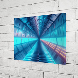 Холст прямоугольный Неоновый коридор лаборатории - Синий, цвет: 3D-принт — фото 2