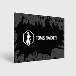 Холст прямоугольный Tomb Raider glitch на темном фоне: надпись и симво, цвет: 3D-принт