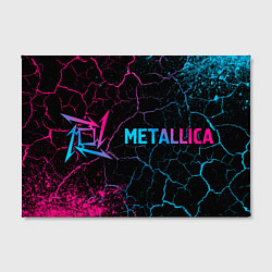 Холст прямоугольный Metallica - neon gradient: надпись и символ, цвет: 3D-принт — фото 2