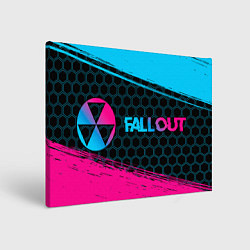 Холст прямоугольный Fallout - neon gradient: надпись и символ, цвет: 3D-принт