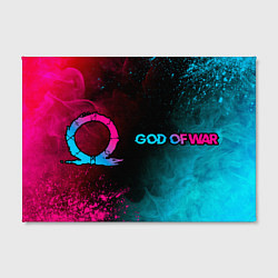 Холст прямоугольный God of War - neon gradient: надпись и символ, цвет: 3D-принт — фото 2