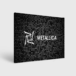 Холст прямоугольный Metallica glitch на темном фоне: надпись и символ, цвет: 3D-принт