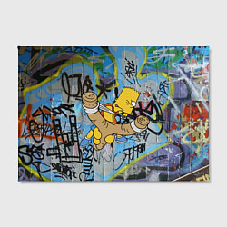 Холст прямоугольный Целящийся из рогатки Барт Симпсон на фоне граффити, цвет: 3D-принт — фото 2