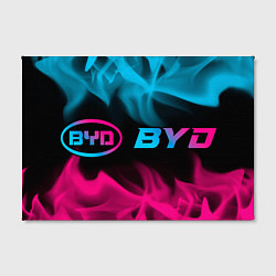 Холст прямоугольный BYD - neon gradient: надпись и символ, цвет: 3D-принт — фото 2