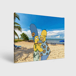 Холст прямоугольный Гомер Симпсон танцует с Мардж на пляже, цвет: 3D-принт