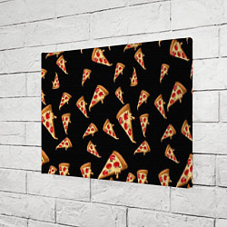 Холст прямоугольный Куски пиццы на черном фоне, цвет: 3D-принт — фото 2