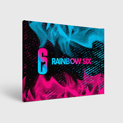 Холст прямоугольный Rainbow Six - neon gradient: надпись и символ, цвет: 3D-принт