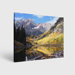 Холст прямоугольный Красивая река между гор, цвет: 3D-принт