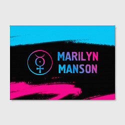 Холст прямоугольный Marilyn Manson - neon gradient: надпись и символ, цвет: 3D-принт — фото 2