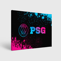 Холст прямоугольный PSG - neon gradient: надпись и символ, цвет: 3D-принт