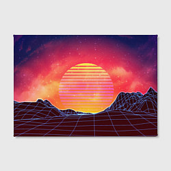 Холст прямоугольный Абстрактные 3D неоновые горы на закате, цвет: 3D-принт — фото 2