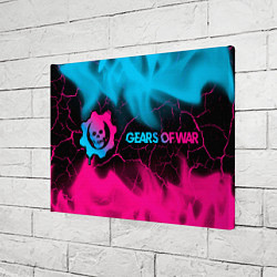 Холст прямоугольный Gears of War - neon gradient: надпись и символ, цвет: 3D-принт — фото 2