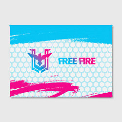 Холст прямоугольный Free Fire neon gradient style: надпись и символ, цвет: 3D-принт — фото 2