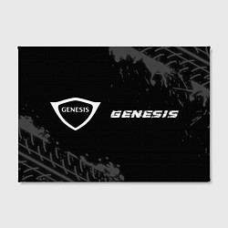 Холст прямоугольный Genesis speed на темном фоне со следами шин: надпи, цвет: 3D-принт — фото 2