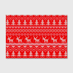 Холст прямоугольный Рождественский красный свитер с оленями, цвет: 3D-принт — фото 2