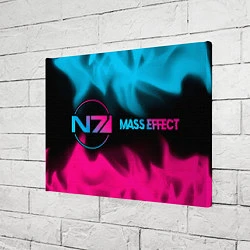 Холст прямоугольный Mass Effect - neon gradient: надпись и символ, цвет: 3D-принт — фото 2