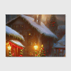 Холст прямоугольный Cельский коттедж, засыпанный снегом, цвет: 3D-принт — фото 2