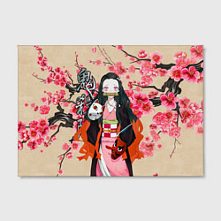Холст прямоугольный Незуко Камадо под сакурой, цвет: 3D-принт — фото 2