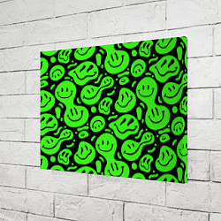 Холст прямоугольный Психоделические смайлы - салатовый неон, цвет: 3D-принт — фото 2